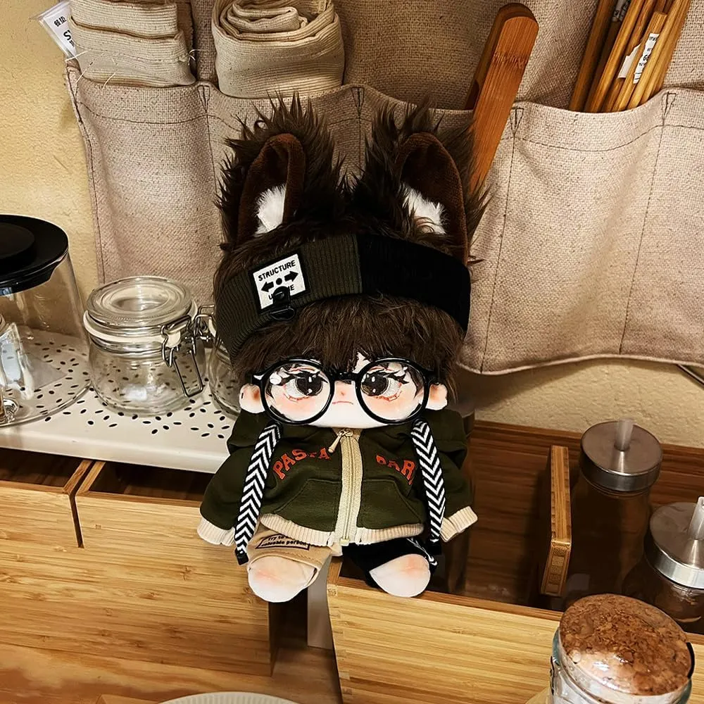 Glasses Shoes Soft Stuffed Plush Toy Dress Up (Green$ 20cm) niannyyhouse 20cm Plush Doll Clothes Loose Color Matching languish softball Set Headwear Hoodie Pants 