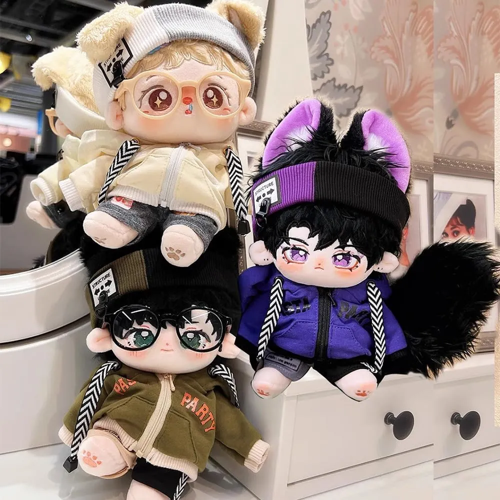 Glasses Shoes Soft Stuffed Plush Toy Dress Up (Green$ 20cm) niannyyhouse 20cm Plush Doll Clothes Loose Color Matching languish softball Set Headwear Hoodie Pants 