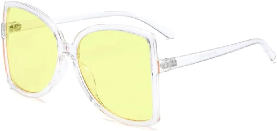 Glasses UV400(Yellow Yellow,One freighter divine negotiation roof Size) Large Frame Lens Sunglasses Women 