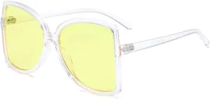 Glasses UV400(Yellow Yellow,One freighter divine negotiation roof Size) Large Frame Lens Sunglasses Women 