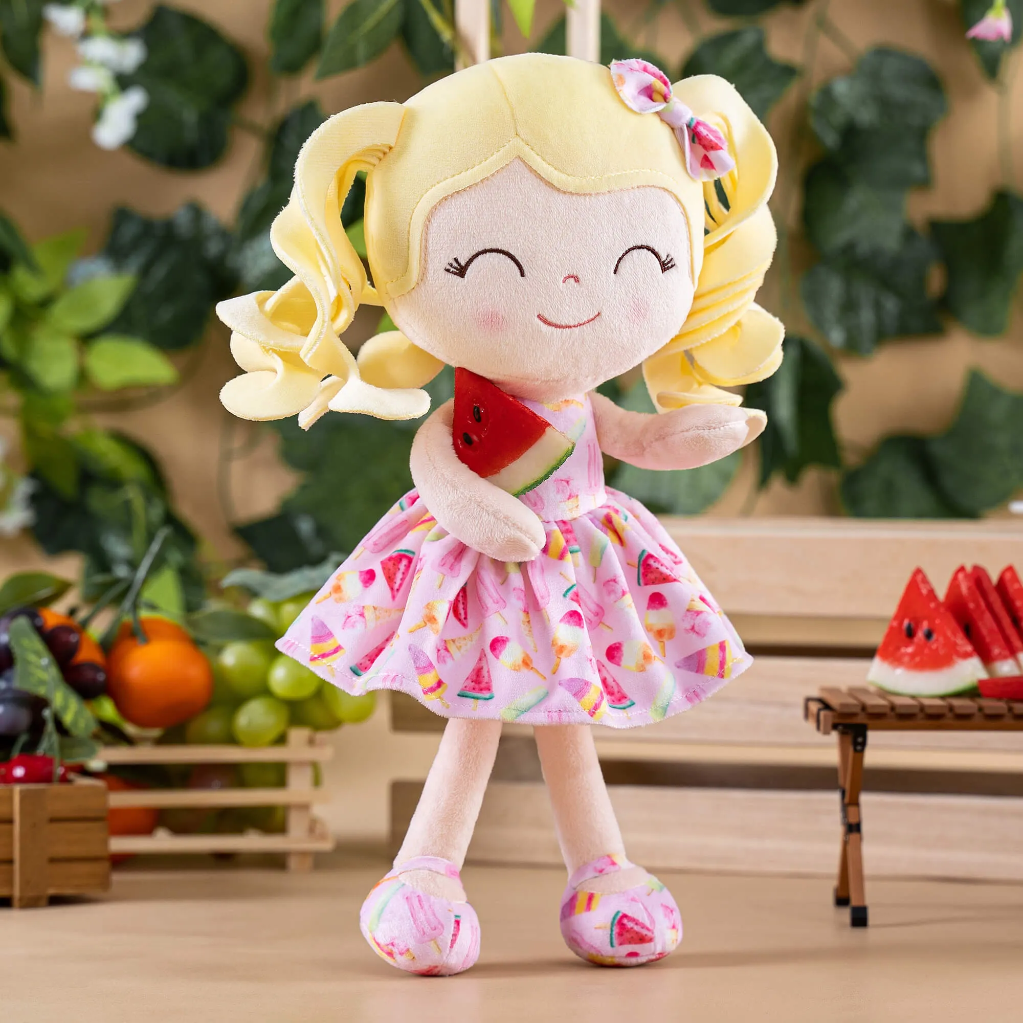Gloveleya 12-inch Personalized Curly Hair Fruit Girl Doll Ice cream