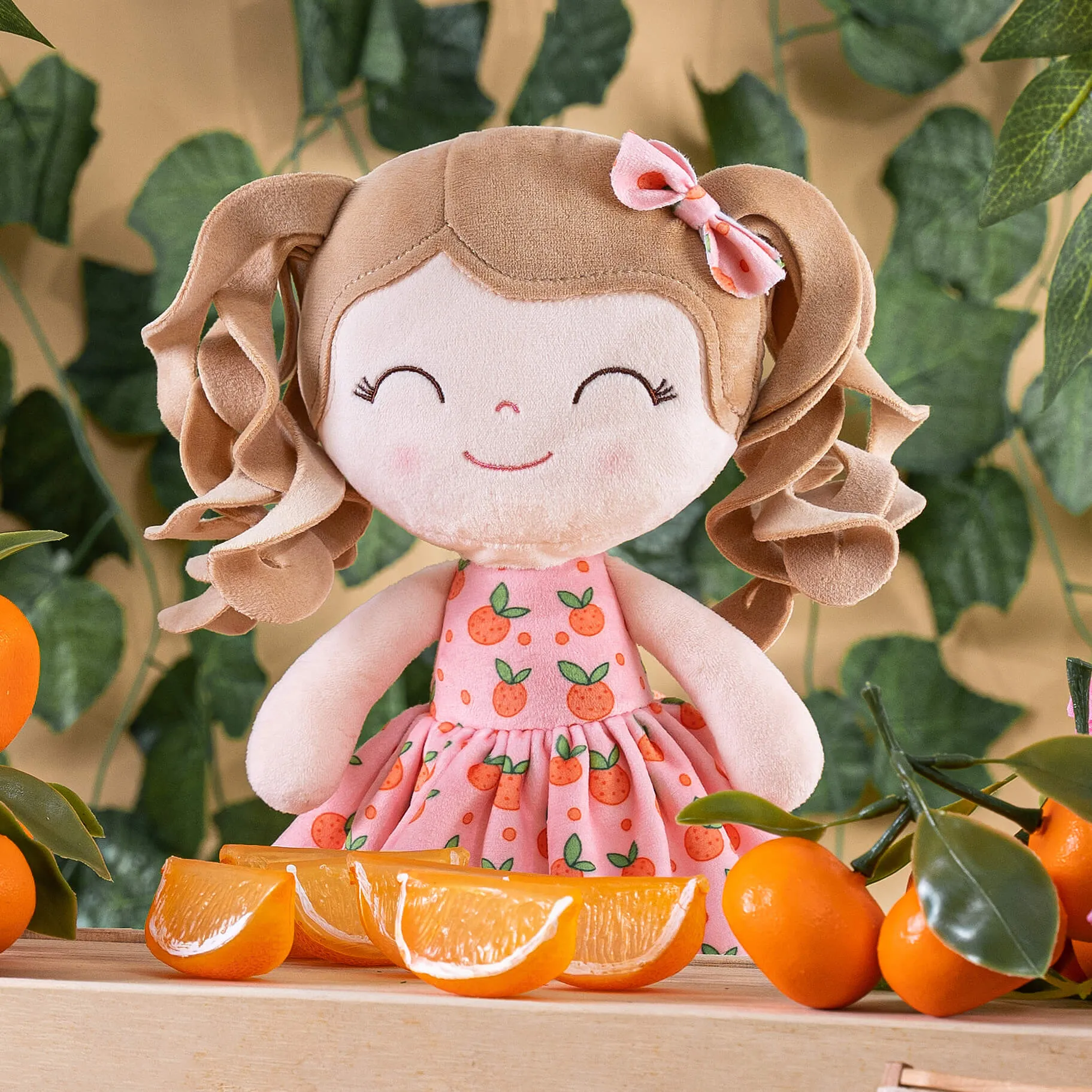 Gloveleya 12-inch Personalized Curly Hair Fruit Girl Doll Orange
