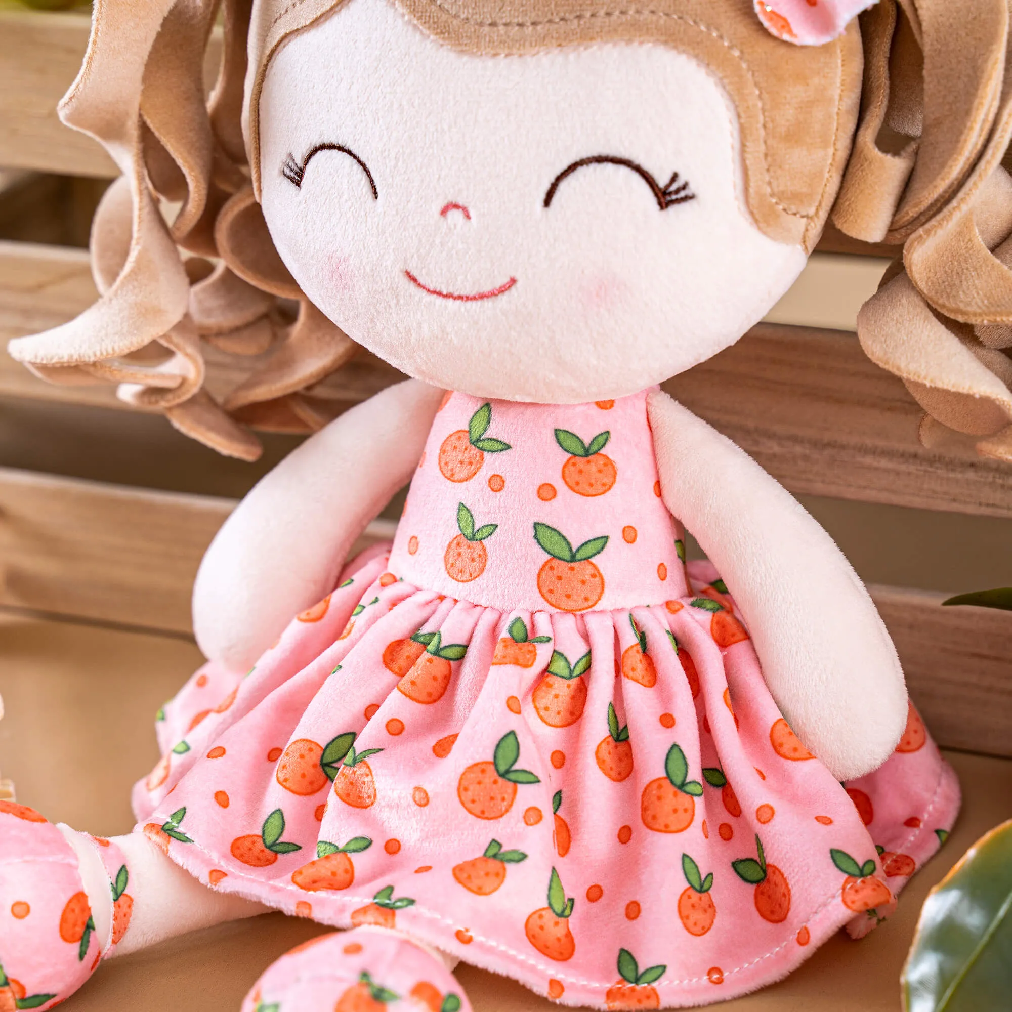 Gloveleya 12-inch Personalized Curly Hair Fruit Girl Doll Orange