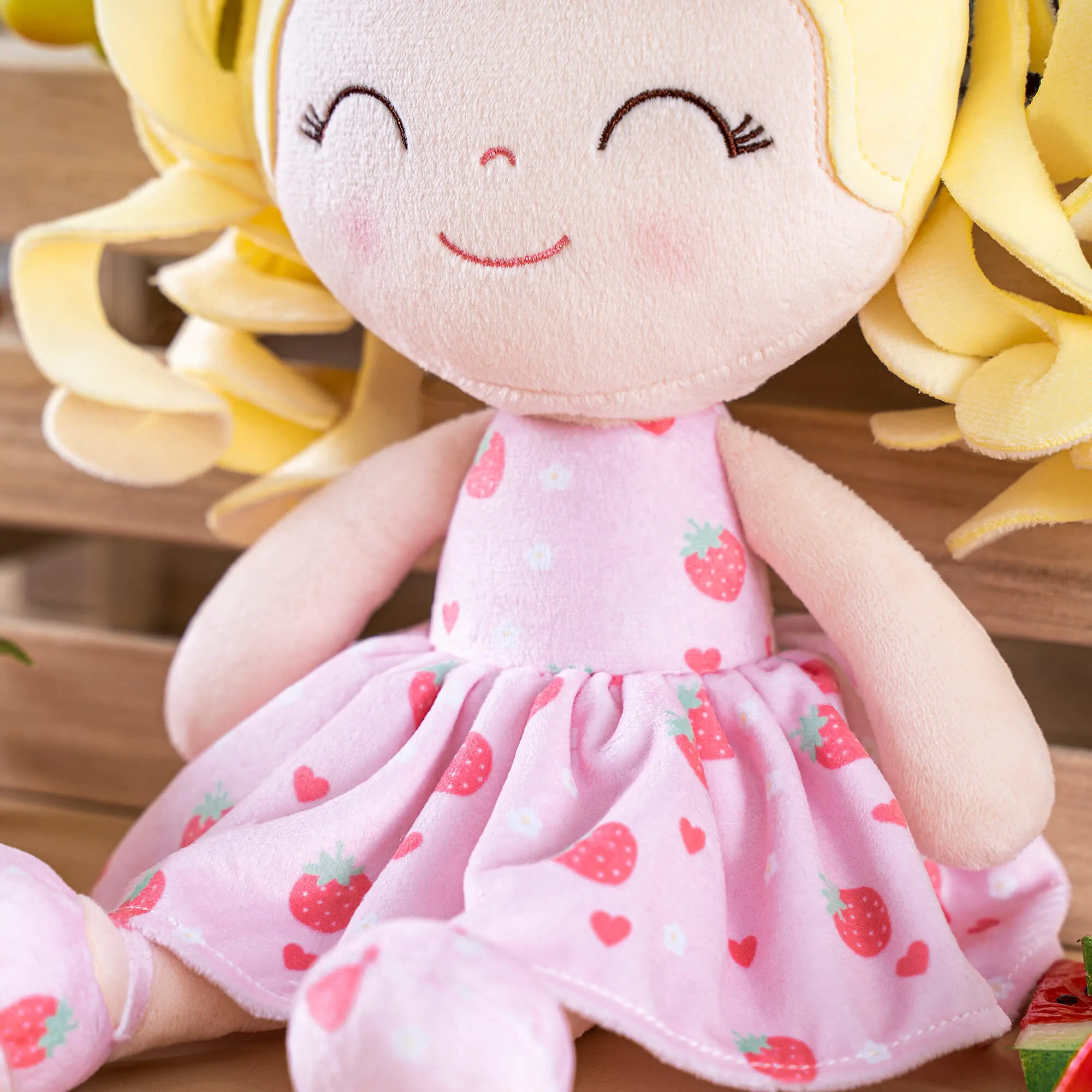 Gloveleya 12-inch Personalized Curly Hair Fruit Series Girl Doll Strawberry