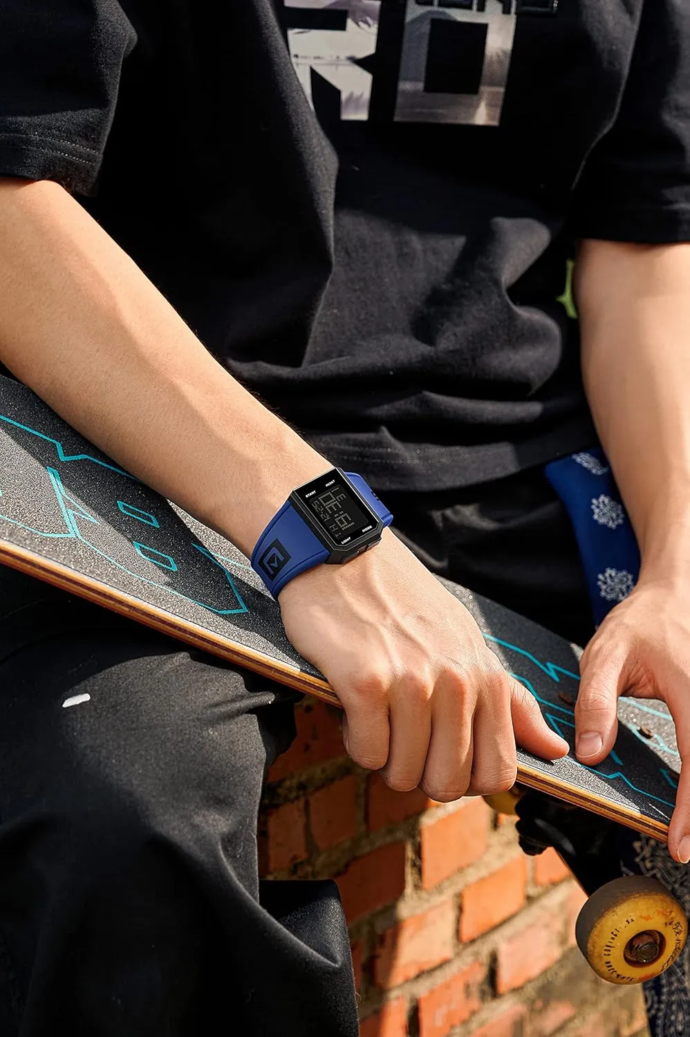 Glow Waterproof Wristwatch Fashion Casual optical restrict Versatile Men's and Women's Simple Digital Watch XCZAP Men's Multi-Functional Square Sports 