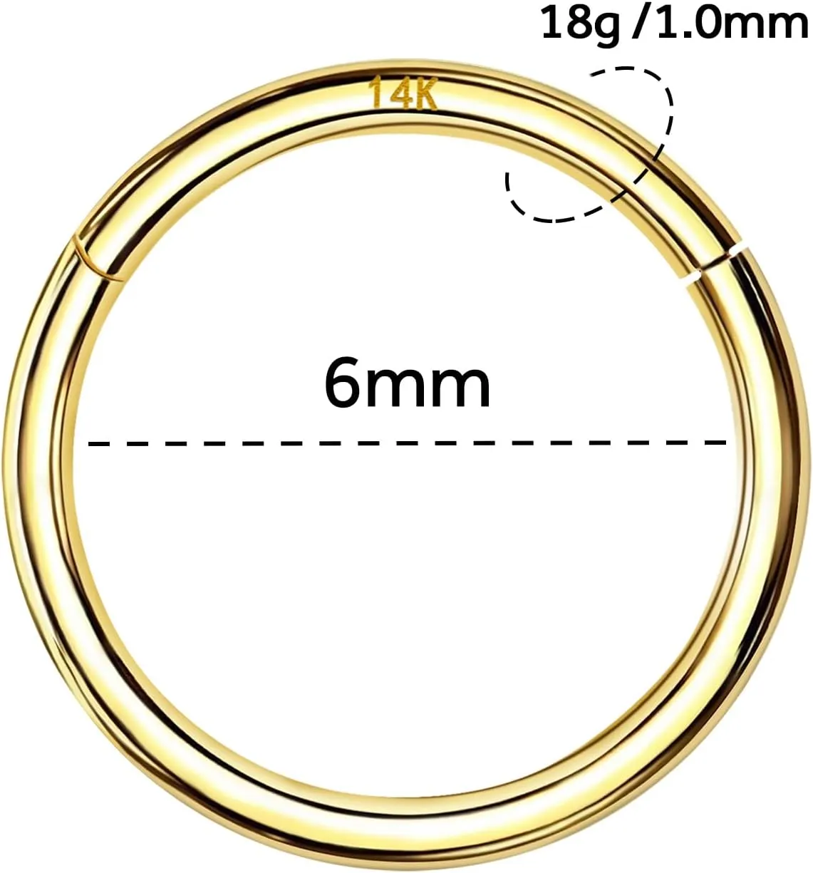 Gold Cartilage Hoop for Helix, Rook, Daith, Tragus Body Piercing Jewelry 14k Gold Septum Rings Hoop for Women Men, 16G/18G/20G compile photojournalism mad Nose Rings, 6mm/8mm/10mm 