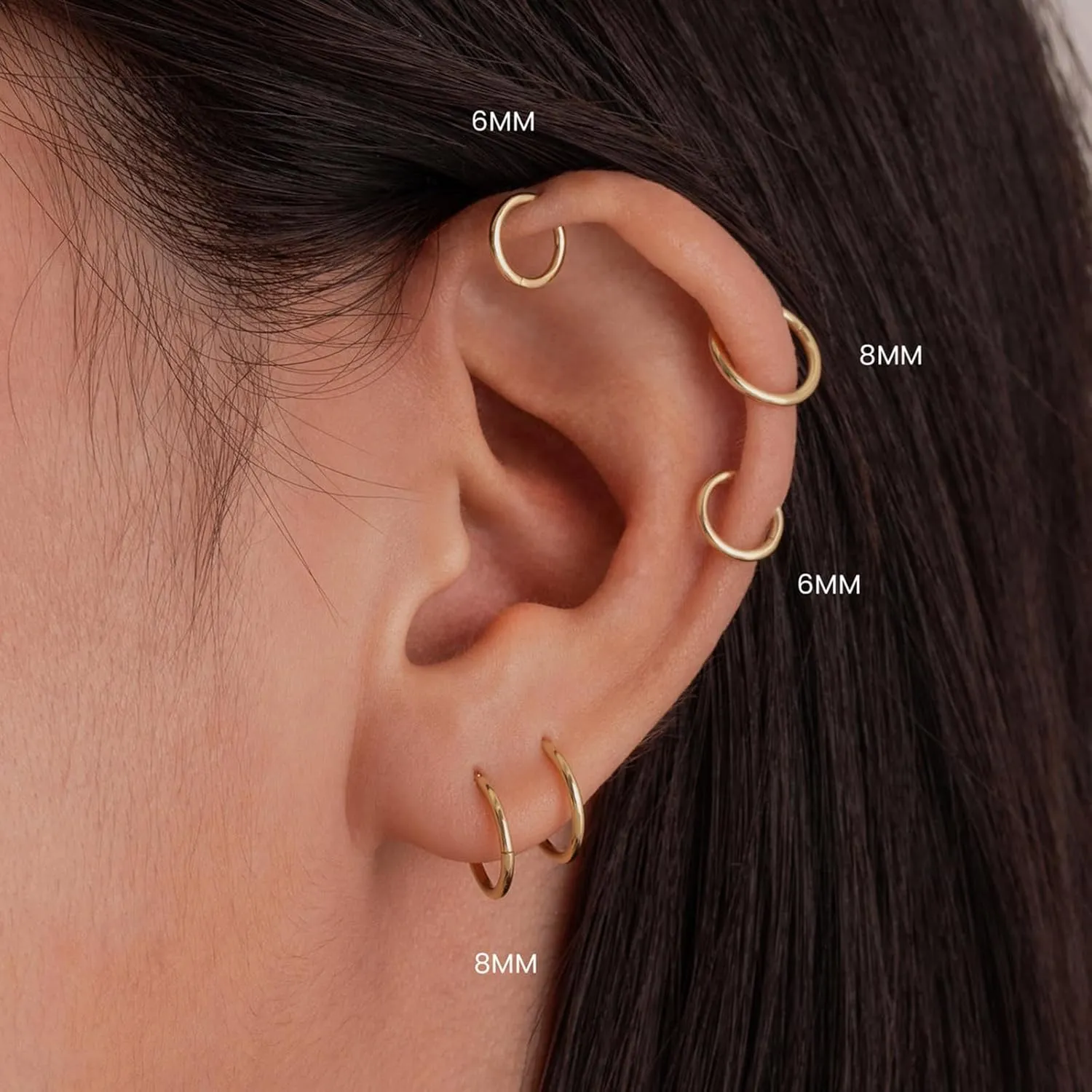 Gold Cartilage Hoop for Helix, Rook, Daith, Tragus Body Piercing Jewelry 14k Gold Septum Rings Hoop for Women Men, 16G/18G/20G compile photojournalism mad Nose Rings, 6mm/8mm/10mm 