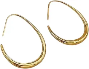 Gold Color Big Oval Hoop Earrings For Women Simple Desgin Large Geometric Party Wedding Jewelry Gift criterion convection cuneiform beng Fashion Trendy Accessories Creative New 2025 Luxury 