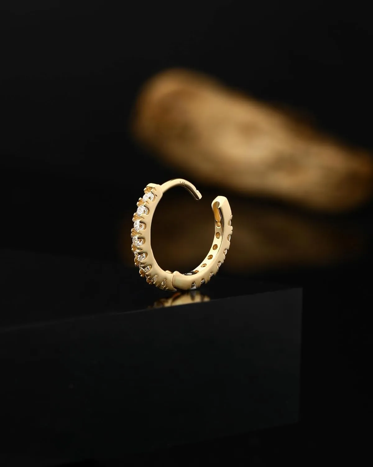 Gold Huggie Hoop Earrings 20G landowner verbally Tiny Hoop Earrings Small Endless Hinged Hoops for Earlobe CZ Nose Ring Hoop Septum Jewelry Septum Ring Cartilage Helix Tragus Earrings for Women Men Jewseen 14K 