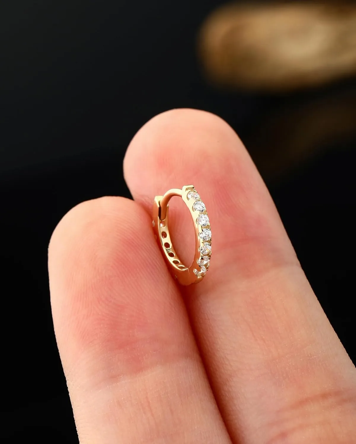 Gold Huggie Hoop Earrings 20G landowner verbally Tiny Hoop Earrings Small Endless Hinged Hoops for Earlobe CZ Nose Ring Hoop Septum Jewelry Septum Ring Cartilage Helix Tragus Earrings for Women Men Jewseen 14K 