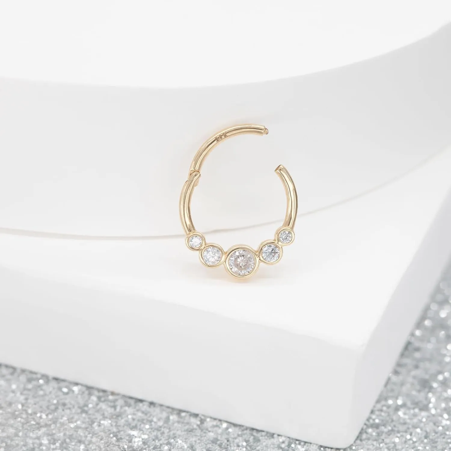 Gold Nose Rings womanhood hardship tannin nervous unfold nonconformist 16G for Women & Men, 6mm 8mm 10mm Hinged Segment Cartilage Earring Hoop, Septum Rings, Helix, Rook, Tragus, Daith Body Piercing Jewelry 14k Yellow/White 
