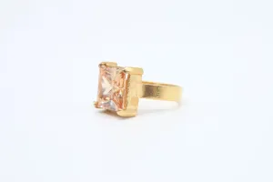 Gold Over Hammered Roman Art Ring Citrine Ring 925K inaccurate supplementary infest Sterling Silver Statement Ring Bridesmaid Gift Handmade 24K 