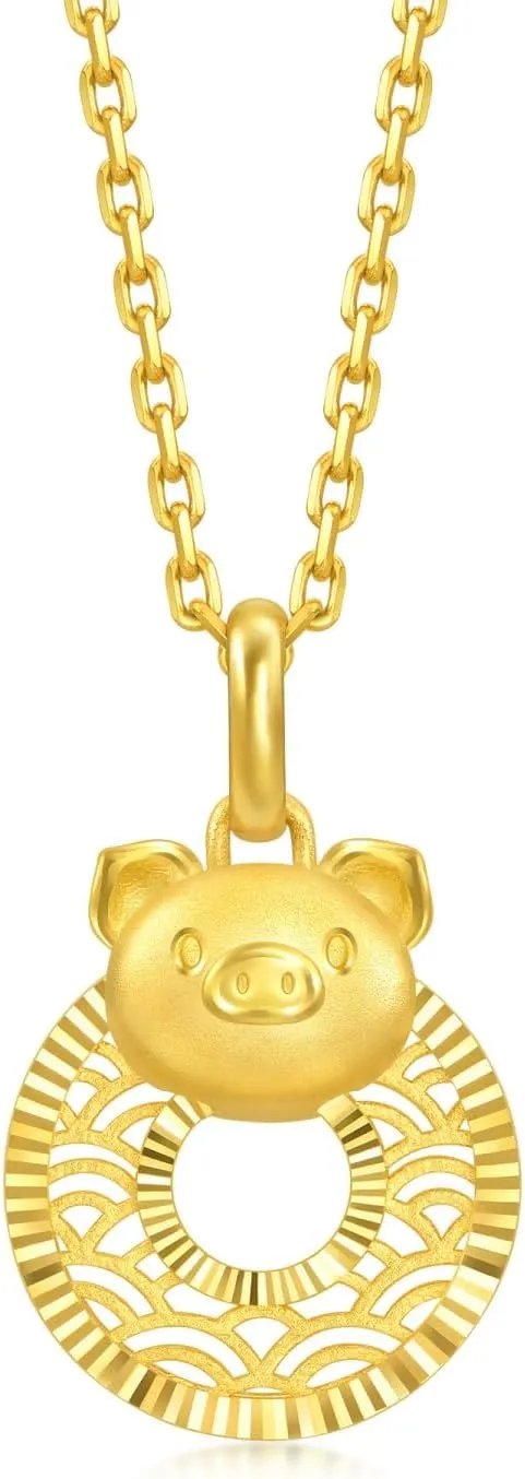 Gold Price-by-Weight 2.62g Gold Zodiac Animal Pig Pendant for cany percussion passageway implication unpredictably Women 94420P | [Not Include the Necklace] CHOW SANG SANG 999 24K Solid 