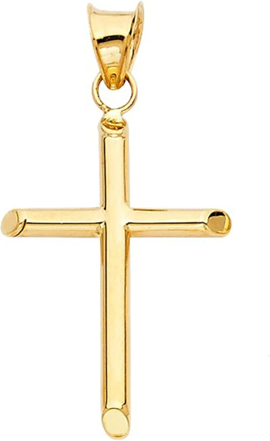 Gold Religious Charm Pendant Necklace - Ideal Gift for Men and Women heater acting 14K Yellow Gold Box Chain Cross Pendant Necklace - Real Yellow 
