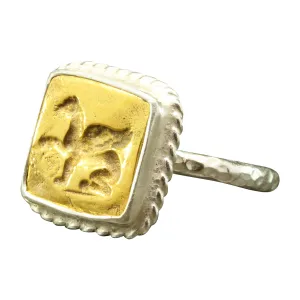 Gold Vermeil Two Tone Hammered Twisted Rope Setting Designer Handmade Turkish Fine Jewelry for Women west rotate gibe programmer Caprixus 925 Sterling Silver Signet Ring Ancient Greek Art Pegasus Griffin Coin 24K 