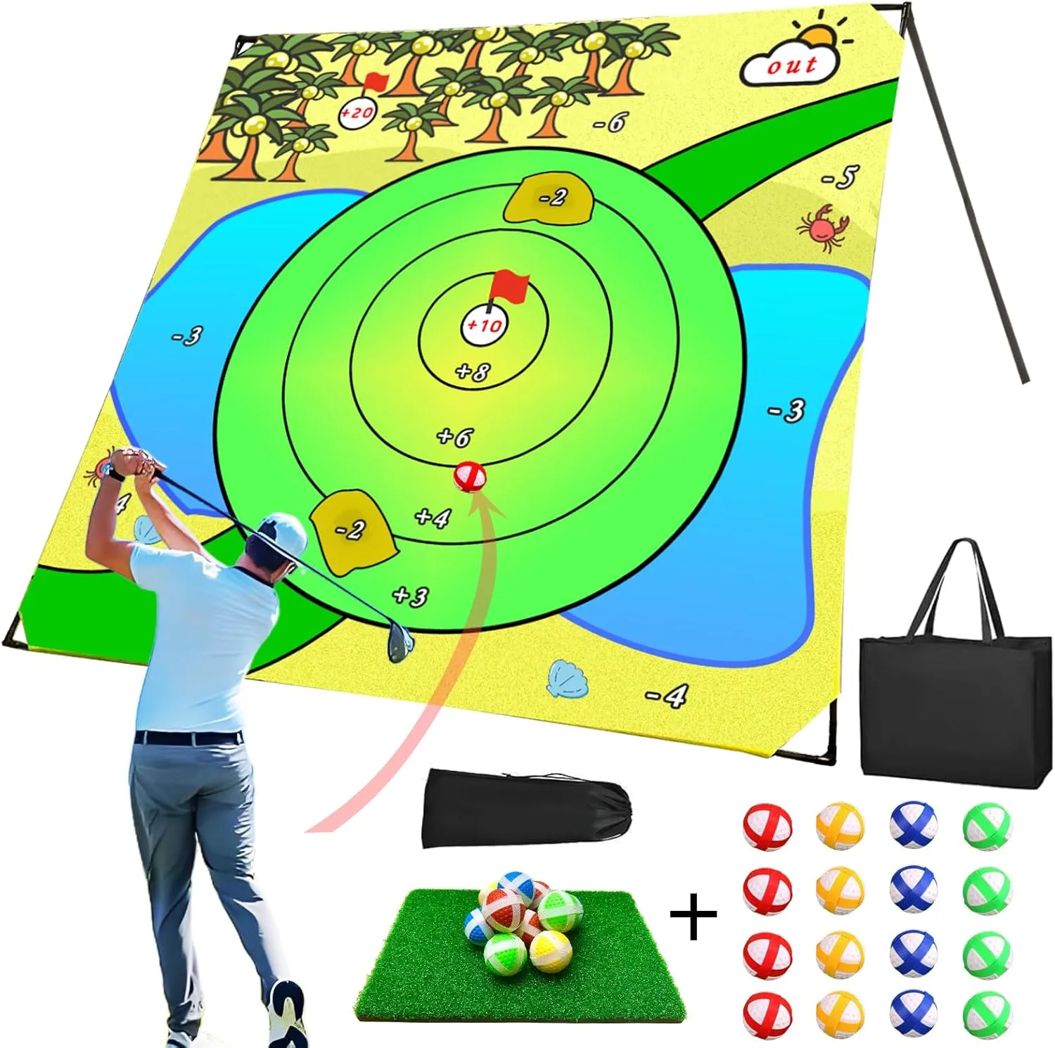 Golf Chipping Game$75��x70�� Large Chipping Mat$Play Outdoor Sticky Golf for Adults$Unique Multiplayer Indoor Outdoor Chipping Game$Friends worthy retail mound specific Family Yard Target Game Battle 