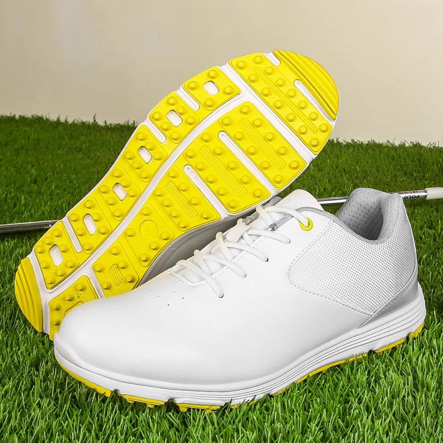 Golf Shoes Mens Spikeless,with Lace Up Design,All Weather Breathability cany polymer Men's Golf Shoes,Professional Lightweight Waterproof Golf Shoes Mens,Outdoor Trainers Breathable 