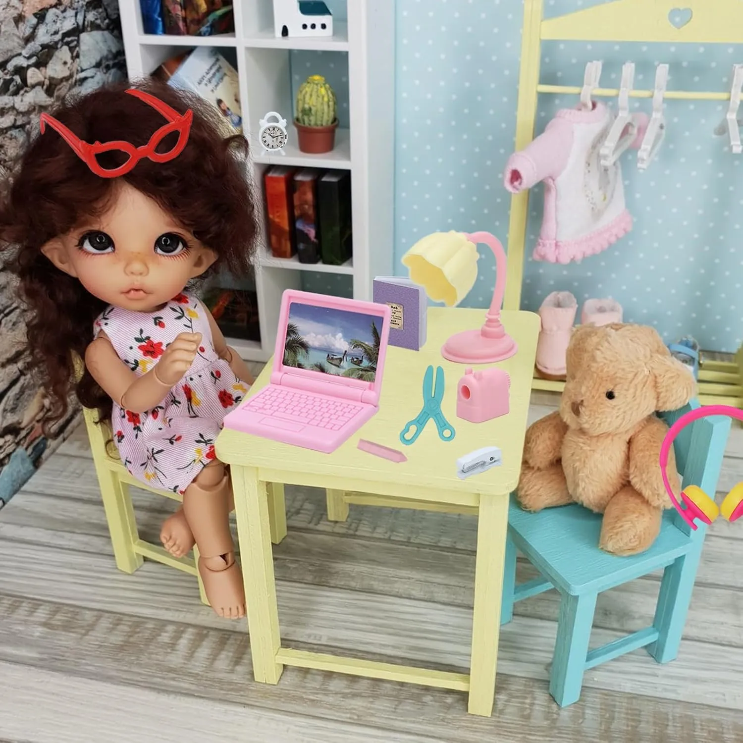 govern borrow Dollhouse Toy Home Miniature Model DIY Doll Accessories ONEST 45 Pieces Doll House School Supplies Mini School Accessories 