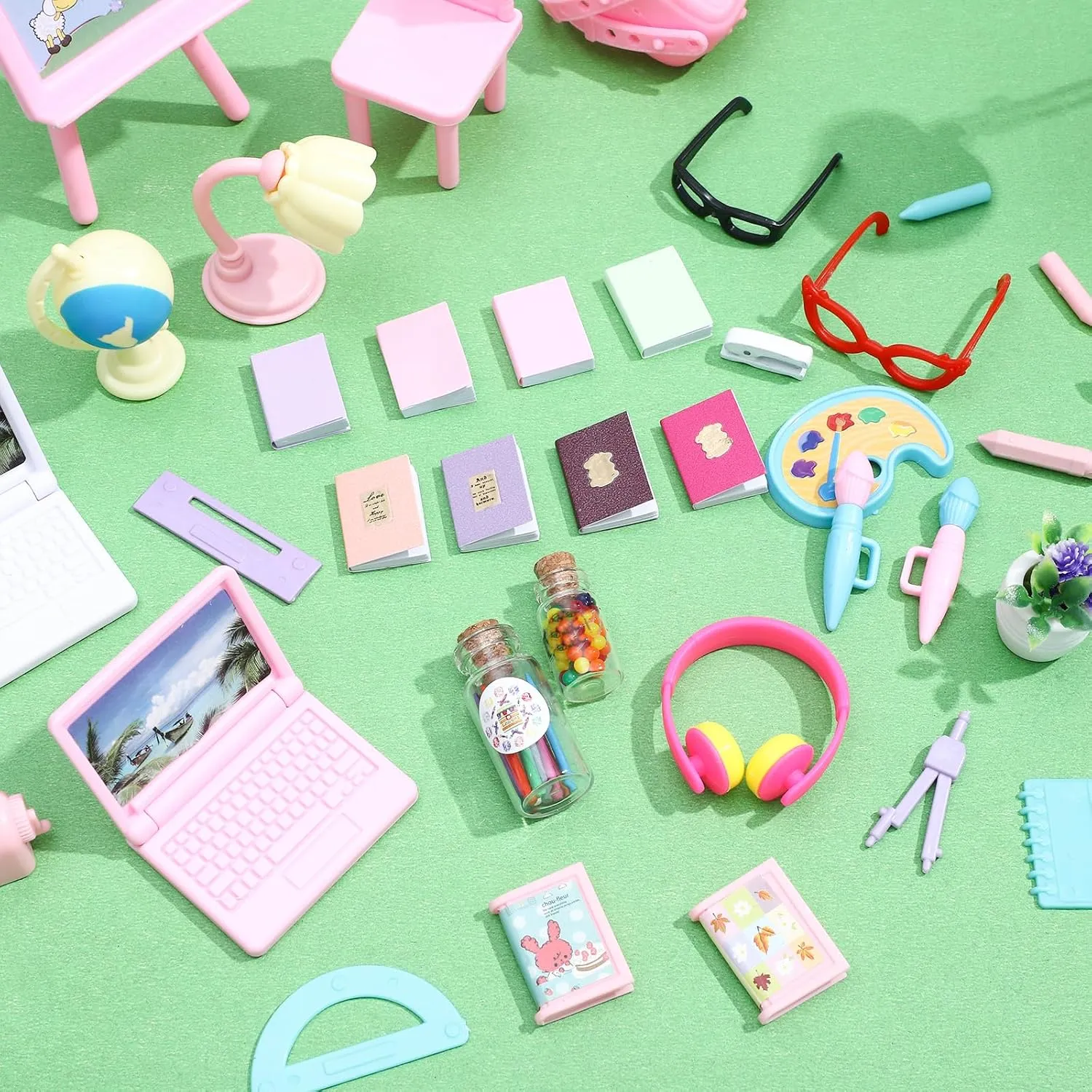 govern borrow Dollhouse Toy Home Miniature Model DIY Doll Accessories ONEST 45 Pieces Doll House School Supplies Mini School Accessories 