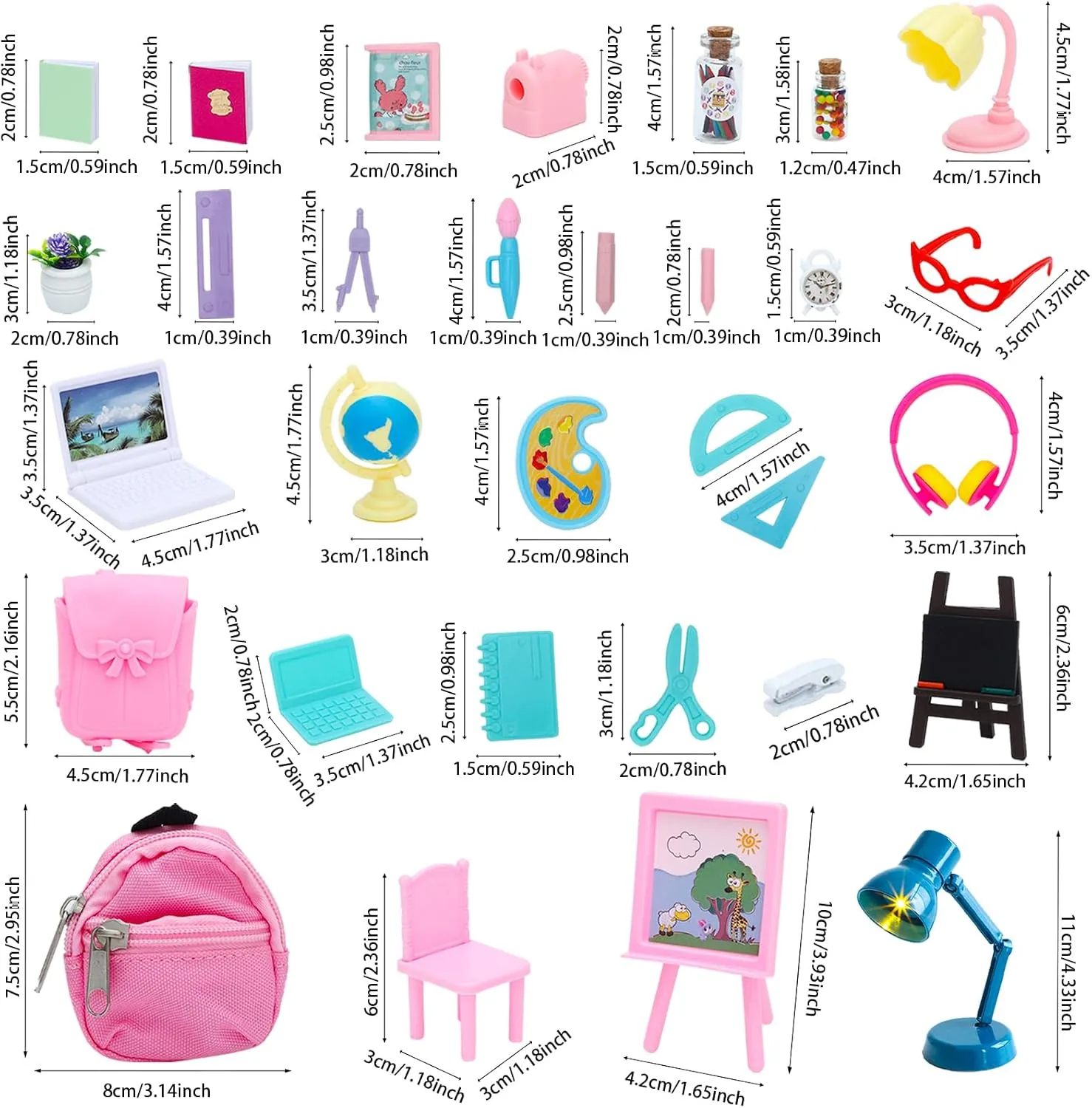 govern borrow Dollhouse Toy Home Miniature Model DIY Doll Accessories ONEST 45 Pieces Doll House School Supplies Mini School Accessories 