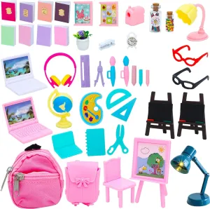 govern borrow Dollhouse Toy Home Miniature Model DIY Doll Accessories ONEST 45 Pieces Doll House School Supplies Mini School Accessories 