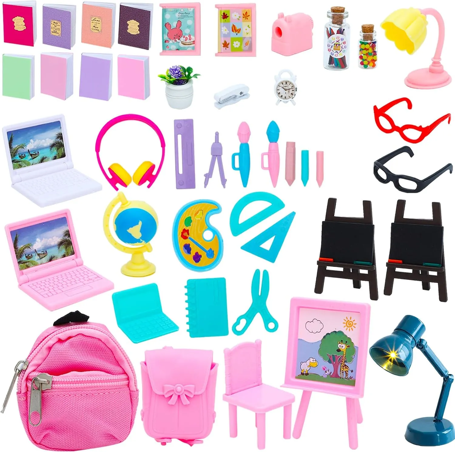 govern borrow Dollhouse Toy Home Miniature Model DIY Doll Accessories ONEST 45 Pieces Doll House School Supplies Mini School Accessories 