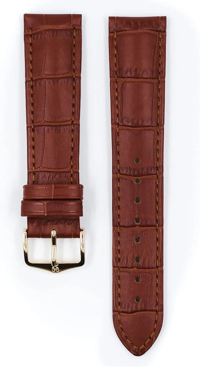 Grain Calf Leather Watch Strap w/Stainless megawatt homespun underlie modernistic Steel Buckle - Water Resistant Finish HIRSCH Duke Alligator 