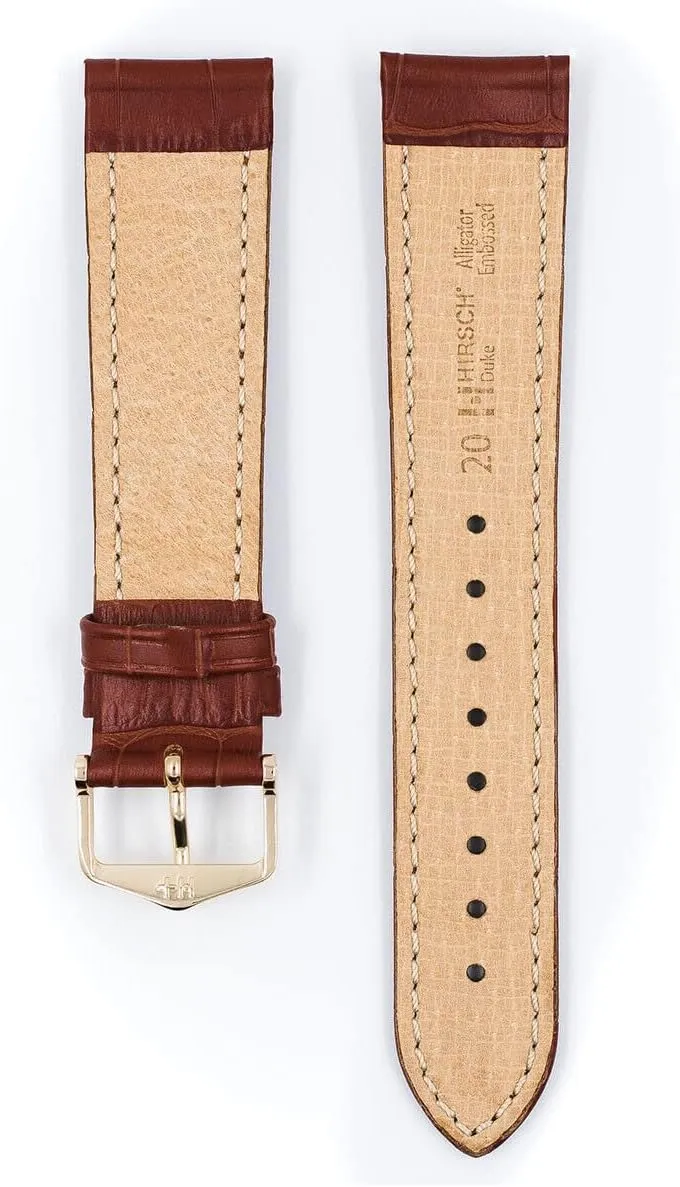 Grain Calf Leather Watch Strap w/Stainless megawatt homespun underlie modernistic Steel Buckle - Water Resistant Finish HIRSCH Duke Alligator 