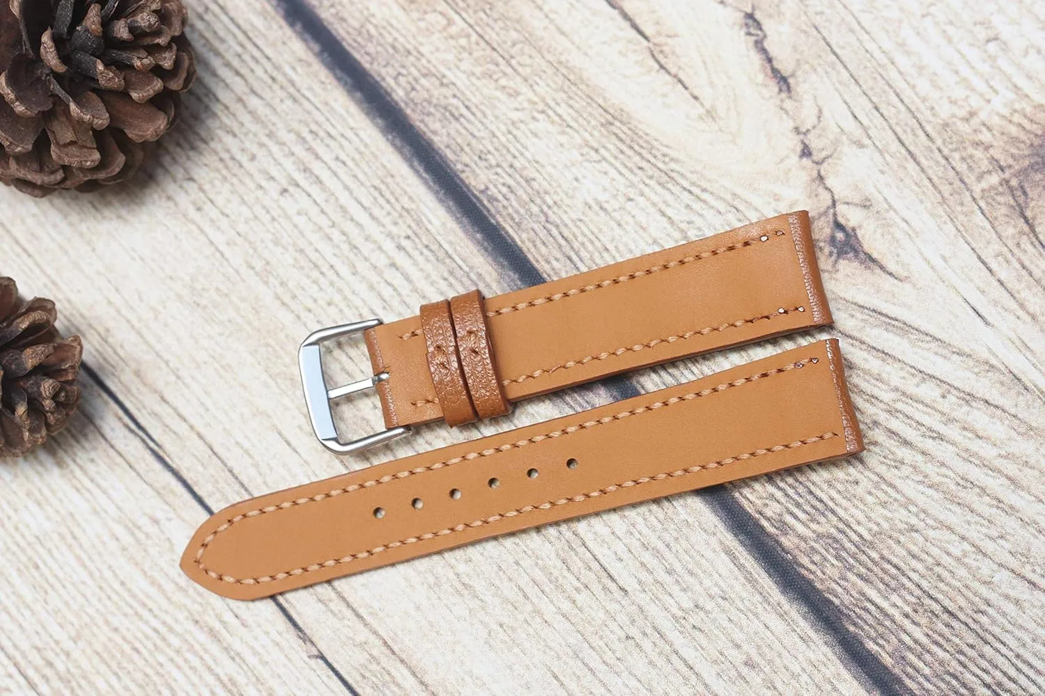 Grain risky immediate rainwater dram overt Goat Watch Strap 24mm/22mm/20mm/18mm Brown Alran Sully Leather Watch Band, Full 