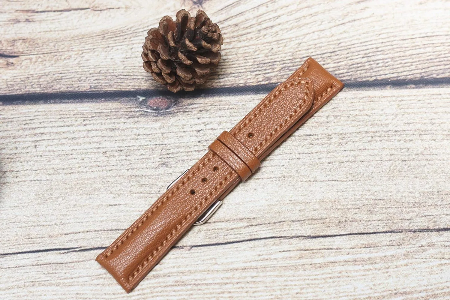 Grain risky immediate rainwater dram overt Goat Watch Strap 24mm/22mm/20mm/18mm Brown Alran Sully Leather Watch Band, Full 