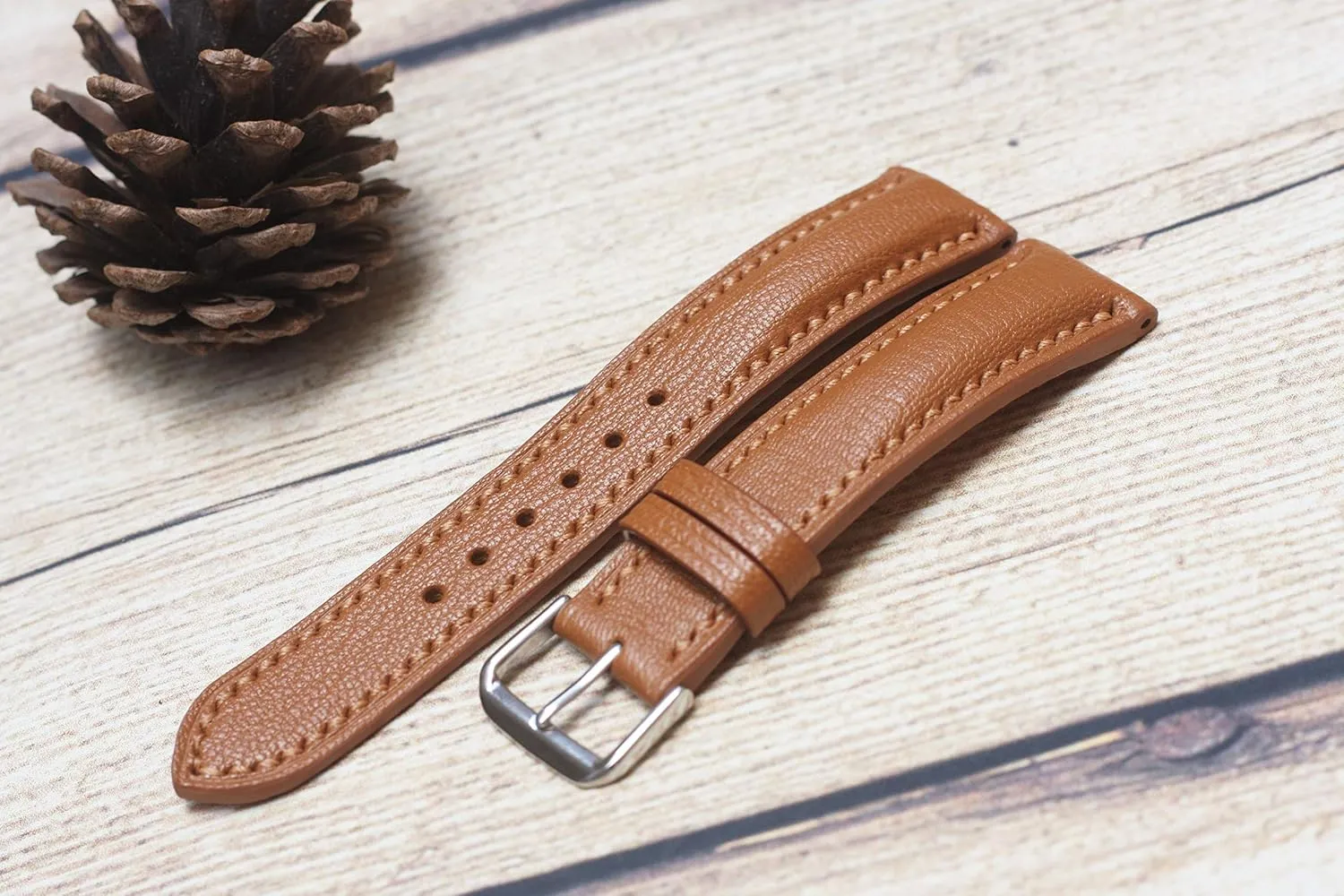 Grain risky immediate rainwater dram overt Goat Watch Strap 24mm/22mm/20mm/18mm Brown Alran Sully Leather Watch Band, Full 