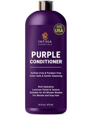 Grey, Brassy, Silver & Color Treated Hair - Sulfate Free, Enriched with Coconut Oil, Aloe Vera & Collagen - Blonde Toner Nourishes & Hydrates, Gothic 16 fl oz Purple Conditioner for Blonde, 