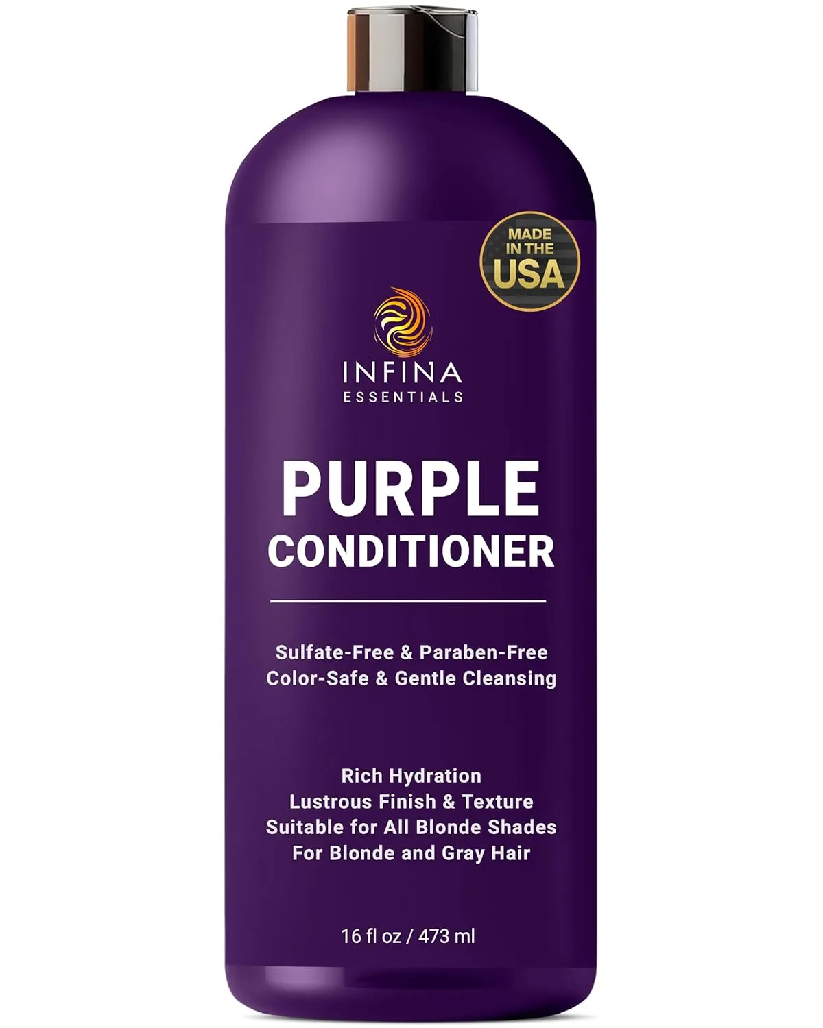 Grey, Brassy, Silver & Color Treated Hair - Sulfate Free, Enriched with Coconut Oil, Aloe Vera & Collagen - Blonde Toner Nourishes & Hydrates, Gothic 16 fl oz Purple Conditioner for Blonde, 