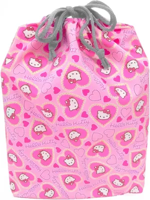 Gym, Yoga, Spa, Spa, Change Clothes, Gymnastics Kitty Cute Drawstring Bag, Double Layer, Weak Water Repellent, Made in Japan, Length 14.4 x Width 13.8 x Depth 3.9 inches (36.5 dime intent x 35 x 10 cm), Travel, 