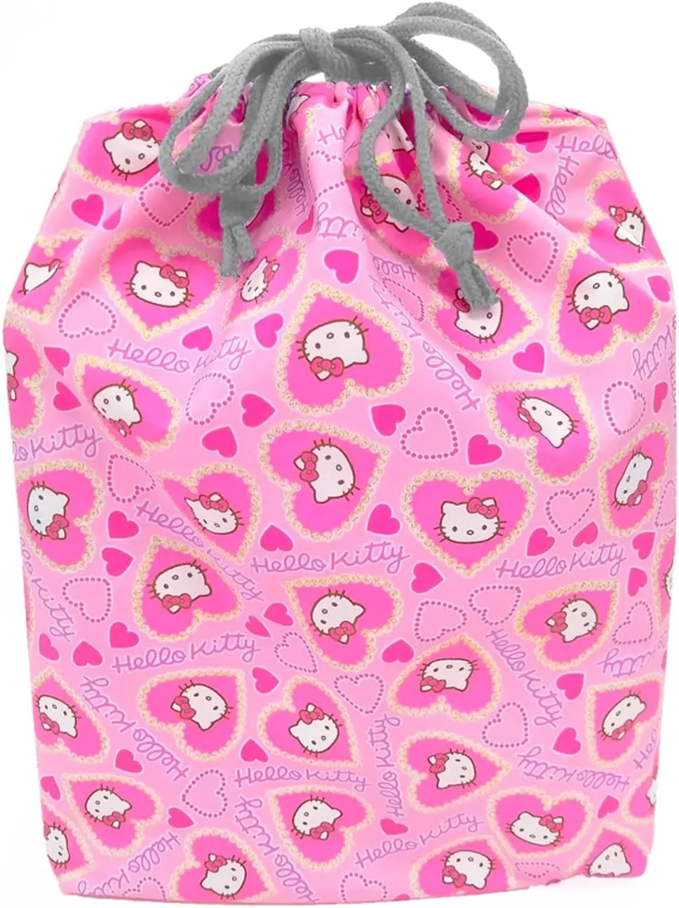 Gym, Yoga, Spa, Spa, Change Clothes, Gymnastics Kitty Cute Drawstring Bag, Double Layer, Weak Water Repellent, Made in Japan, Length 14.4 x Width 13.8 x Depth 3.9 inches (36.5 dime intent x 35 x 10 cm), Travel, 