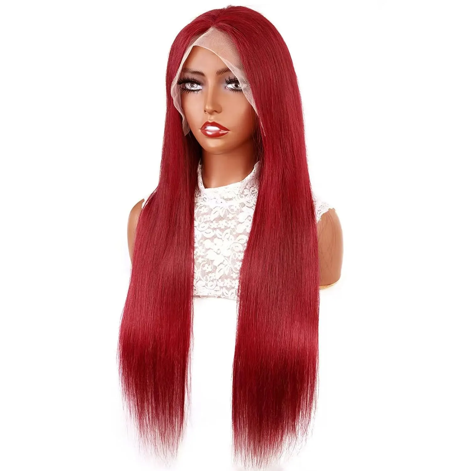 hair Glueless Red Wig Wine Red Colored Lace Front Wigs For Women 200 Density(99J Burgundy, 22inch) 13x4 99j Burgundy Lace Front Wigs Human Hair tapestry Pre Plucked HD Straight Lace Front Wigs Human 
