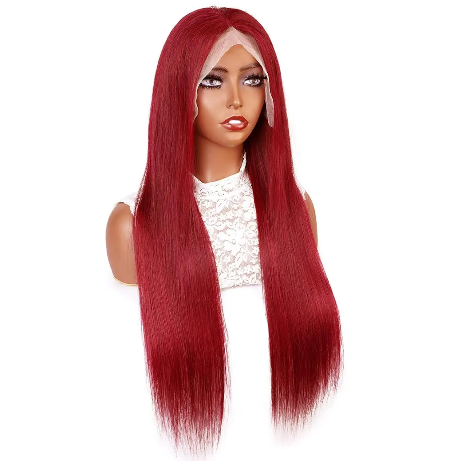 hair Glueless Red Wig Wine Red Colored Lace Front Wigs For Women 200 Density(99J Burgundy, 22inch) 13x4 99j Burgundy Lace Front Wigs Human Hair tapestry Pre Plucked HD Straight Lace Front Wigs Human 