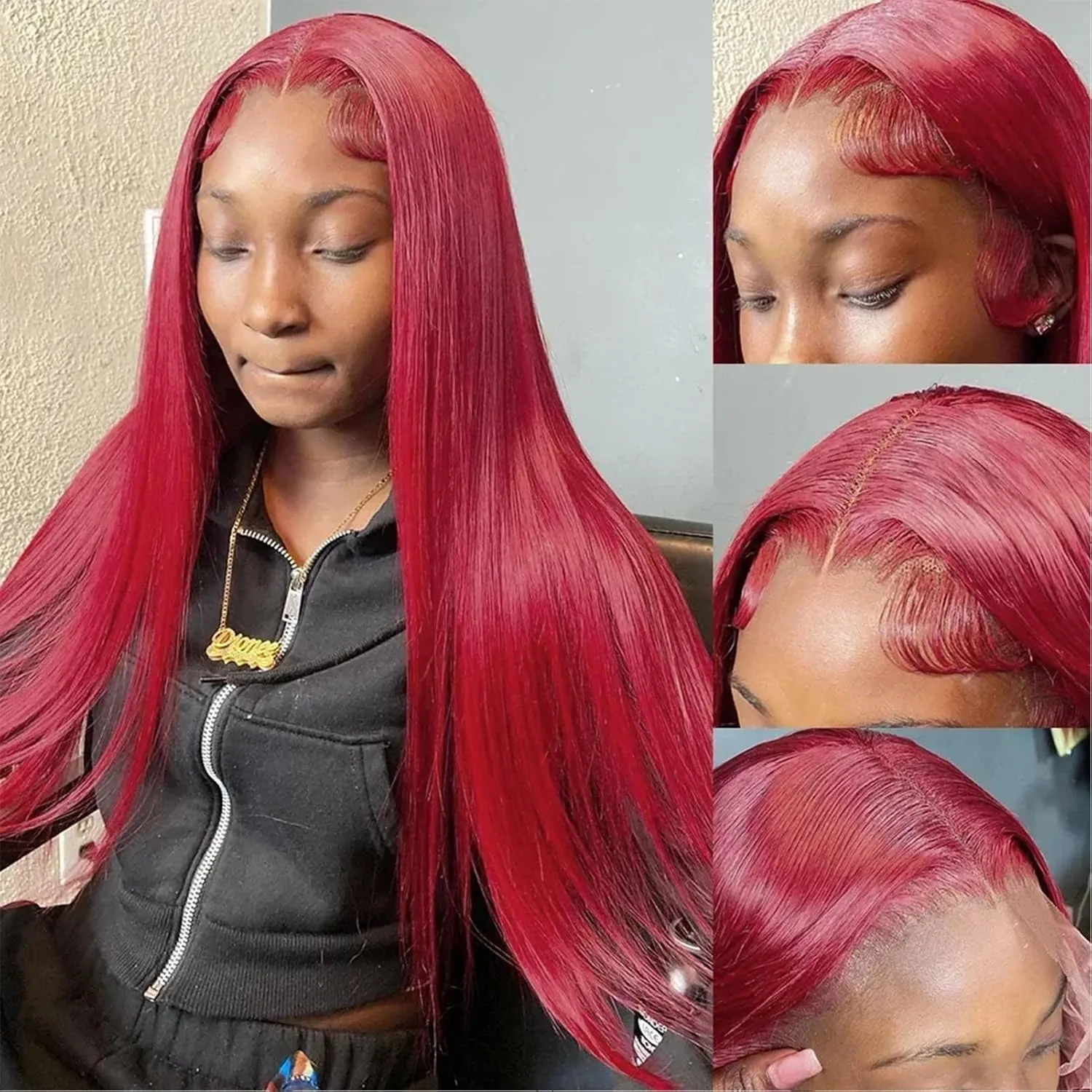hair Glueless Red Wig Wine Red Colored Lace Front Wigs For Women 200 Density(99J Burgundy, 22inch) 13x4 99j Burgundy Lace Front Wigs Human Hair tapestry Pre Plucked HD Straight Lace Front Wigs Human 