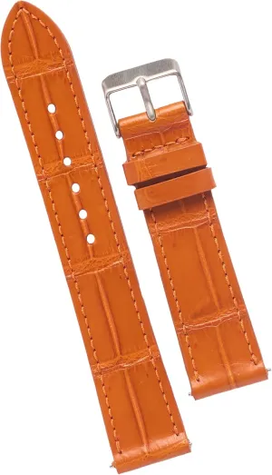Handmade easter Leather Strap Slim Croc Replacement Wristband for Men Stainless Steel Buckle Christmas Father's Day Gift for Dad Son Husband DH-NO-153-19MM 19mm Flat Orange Leather Watch Band Quick Release 