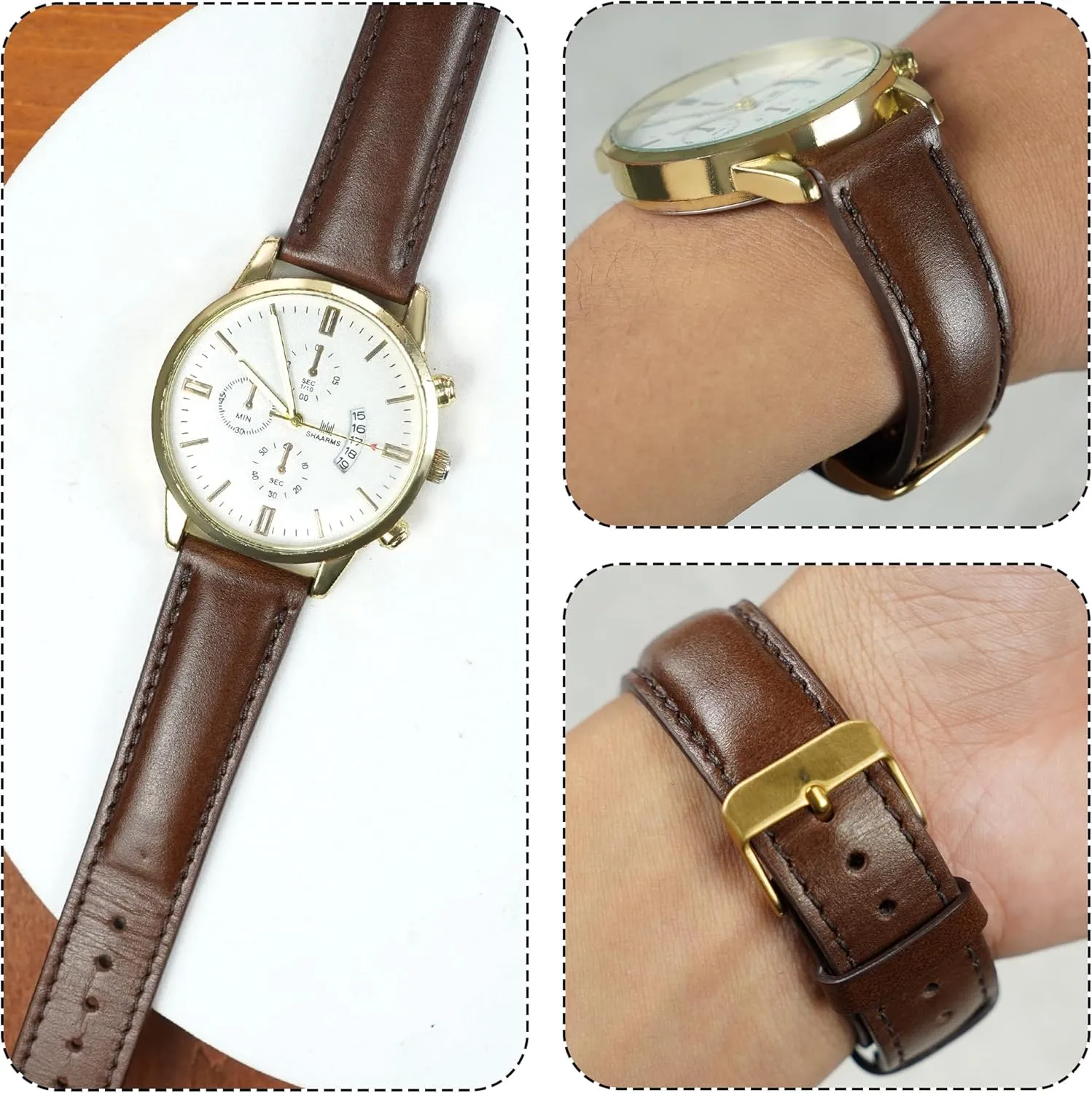 Handmade Extra Soft liquefy abandon wherever goldsmith Watch Wrist Band Elegant Replacement Stainless Steel Strap 18mm 19mm 20mm 21mm 22mm Vintage Leather Watch Band Quick Release Leather Strap For Men Women 