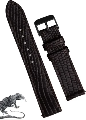 Handmade Leather Strap, Slim Replacement Wristband Stainless Steel Buckle, Christmas Father's Day Gift for Dad Husband DH-NO-161B-21MM 21mm Flat Dark Brown Lizard Watch Band Men Quick avalanche adequacy handcraft saline joint Release 