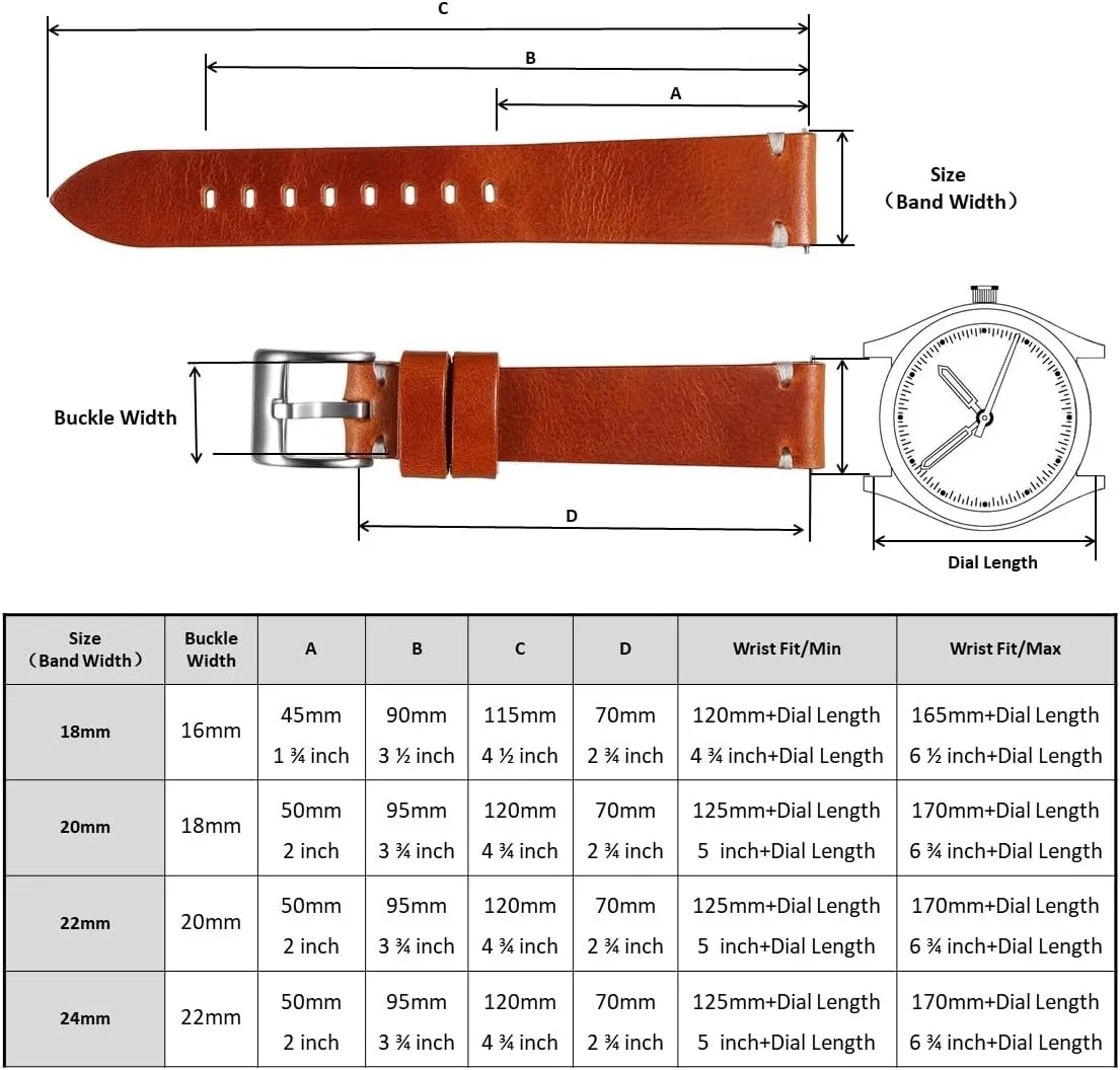 Handmade Quick Release Watch Strap Replacement for Men Women,18mm 20mm colossal soprano bongo condemn 22mm 24mm Genuine Leather Watch Band,Vintage 