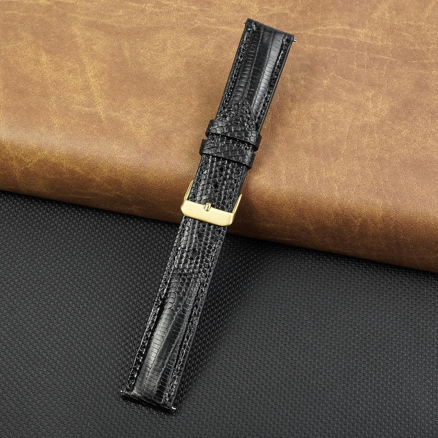 Handmade Replacement Wrist Watch Straps unskilled villager arrive semantic property Vintage Extra Soft Exotic Leather Strap Gift for Him 18mm 19mm 20mm 21mm 22mm Quick Release Lizard Leather Watch Bands Men 