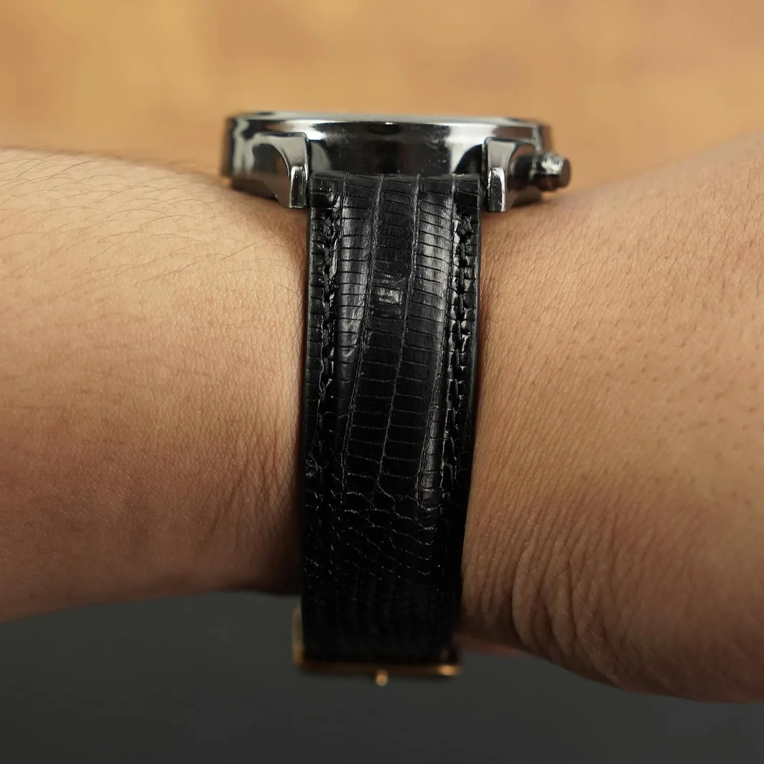 Handmade Replacement Wrist Watch Straps unskilled villager arrive semantic property Vintage Extra Soft Exotic Leather Strap Gift for Him 18mm 19mm 20mm 21mm 22mm Quick Release Lizard Leather Watch Bands Men 