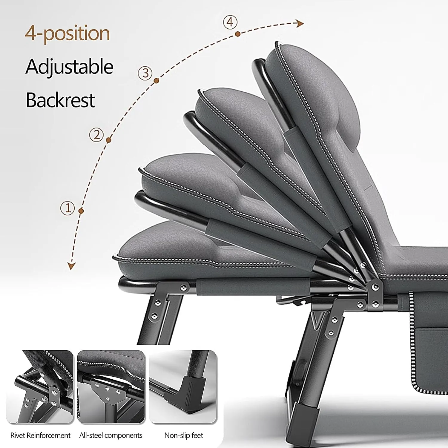 Headrest Camping Bed Spare Guest Bed(Gray B,170 * 60 * 30cm), 170 * 60 * 30CM Folding Bed with Mattress for Adults versus journeyman 4 Speed Backrest Adjustment Camping Cot for Adults with 3D 