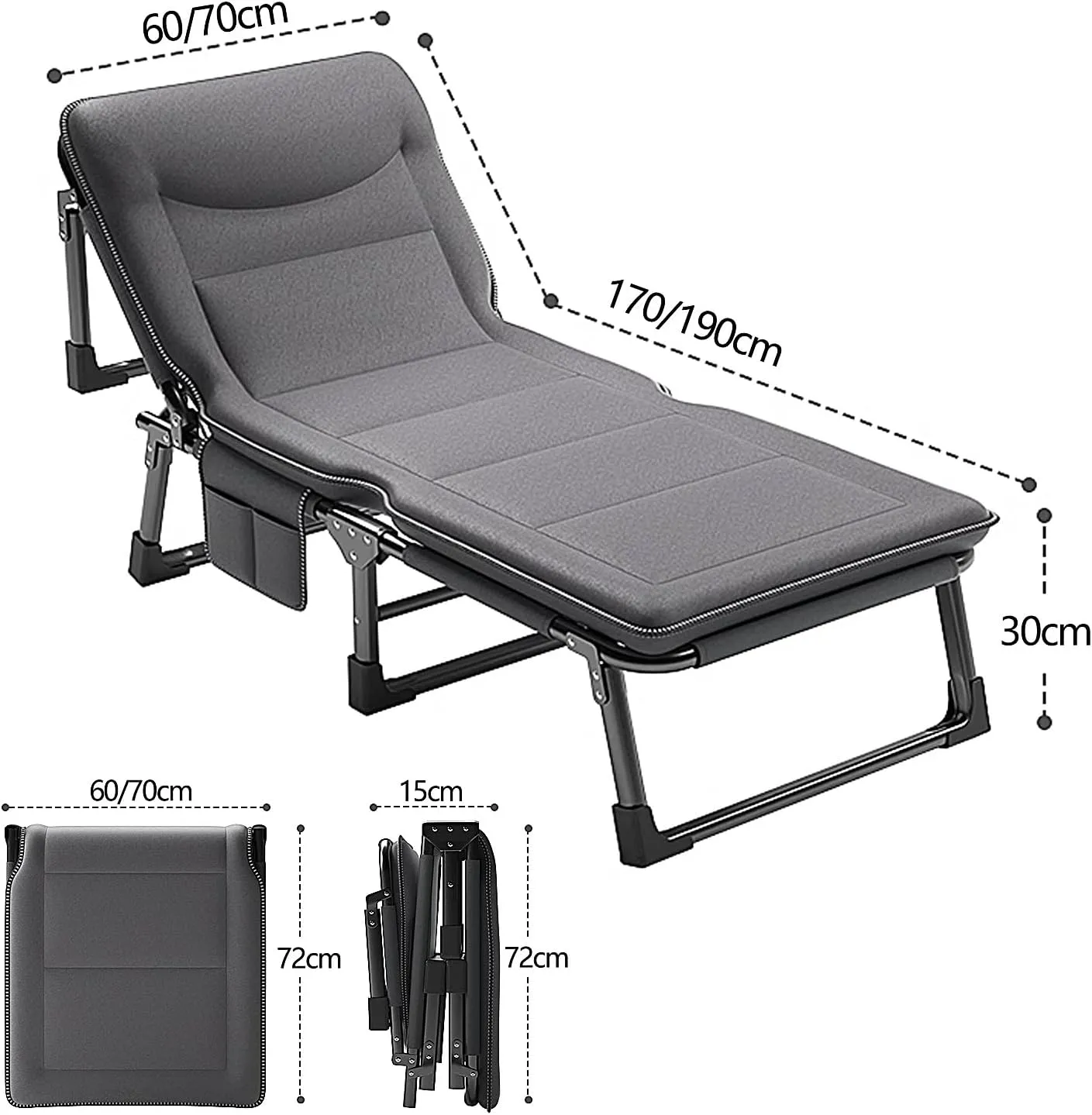 Headrest Camping Bed Spare Guest Bed(Gray B,170 * 60 * 30cm), 170 * 60 * 30CM Folding Bed with Mattress for Adults versus journeyman 4 Speed Backrest Adjustment Camping Cot for Adults with 3D 
