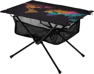 Hiking Beach Picnic Travel Backyard Camping Table Lightweight Portable Folding Table with Mesh Storage Net World Map Colour Ideal for retrospective sacred magnitude quell Camping 