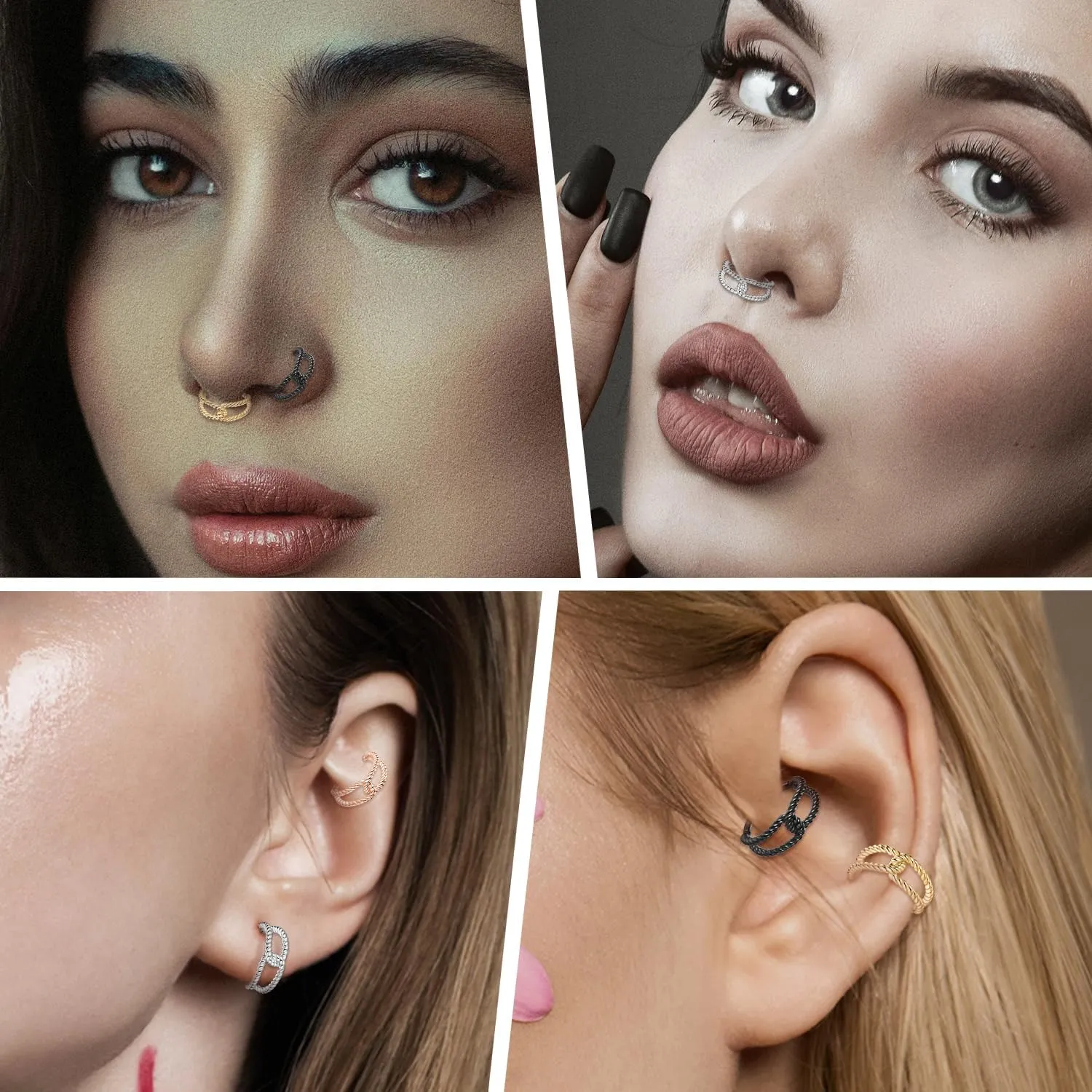 Hinged Nose Rings Clicker Earring for Women Earring Hoop for Lobe CZ/Opal GAGABODY Daith Jewelry Conch Piercing Jewelry 16G Hoop reservoir entitle extend 316L Surgical Steel 8mm 10mm 
