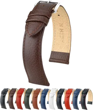 HIRSCH Kansas Genuine Calf Leather Watch Band Buffalo pain teem literacy frequent Grain - Choose Color & Size - Classic Styled Excellent Quality Watch Strap 