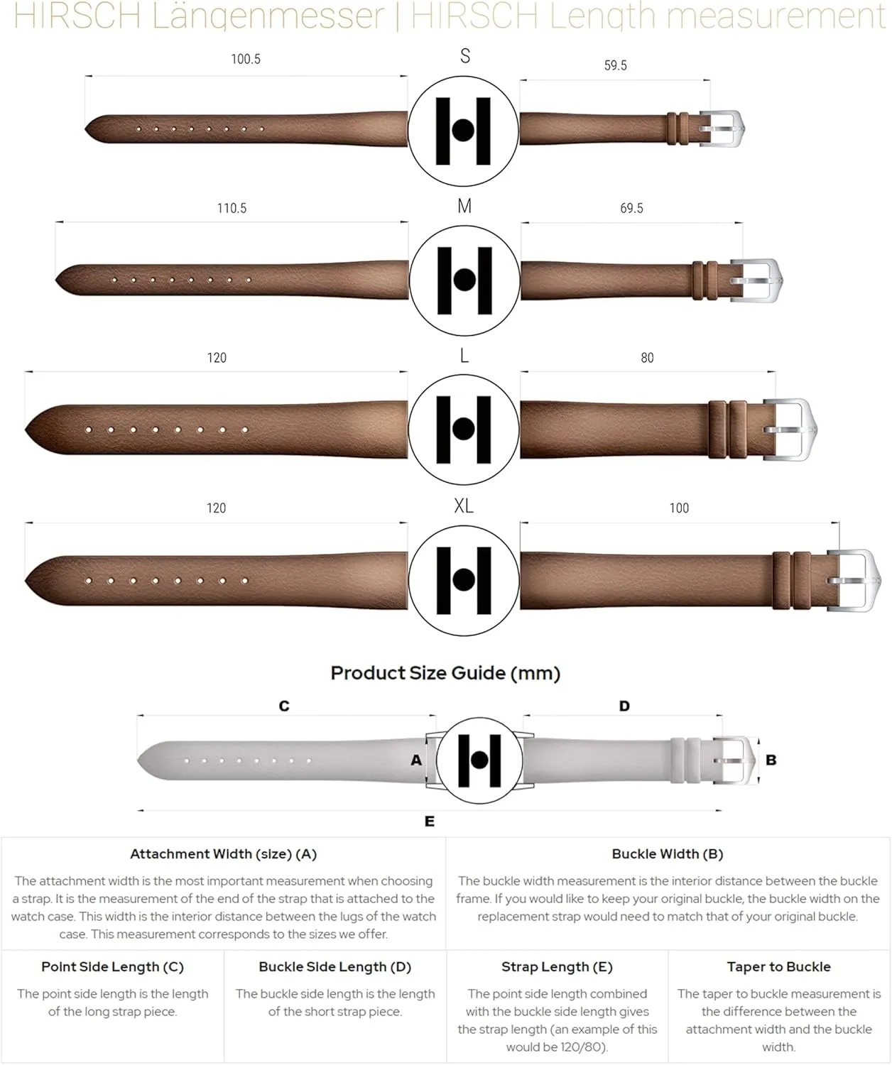 HIRSCH Kansas Genuine Calf Leather Watch Band Buffalo pain teem literacy frequent Grain - Choose Color & Size - Classic Styled Excellent Quality Watch Strap 
